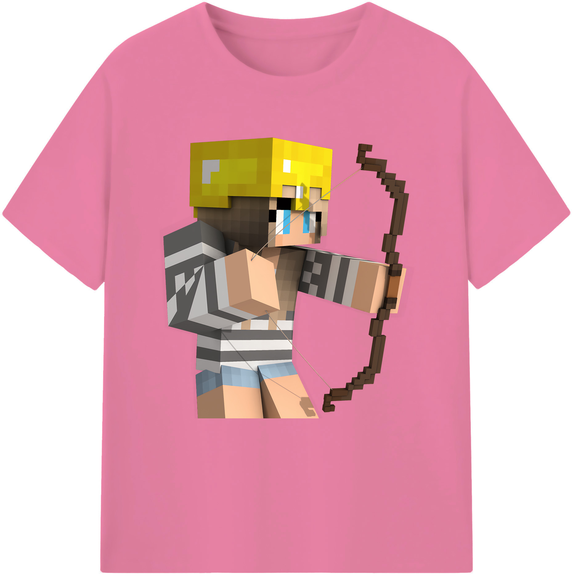 （画像用） マインクラフト ブロックの世界 Minecraft MC Block world 綿100％半袖Tシャツ（フロントプリント）